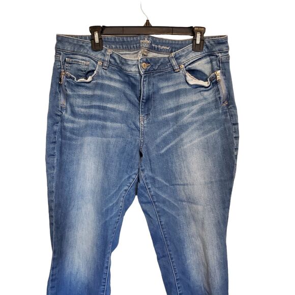 SOHO Distressed Curvy Boyfriend Stretch Cropped Jeans Size 16 Women - Picture 5 of 8